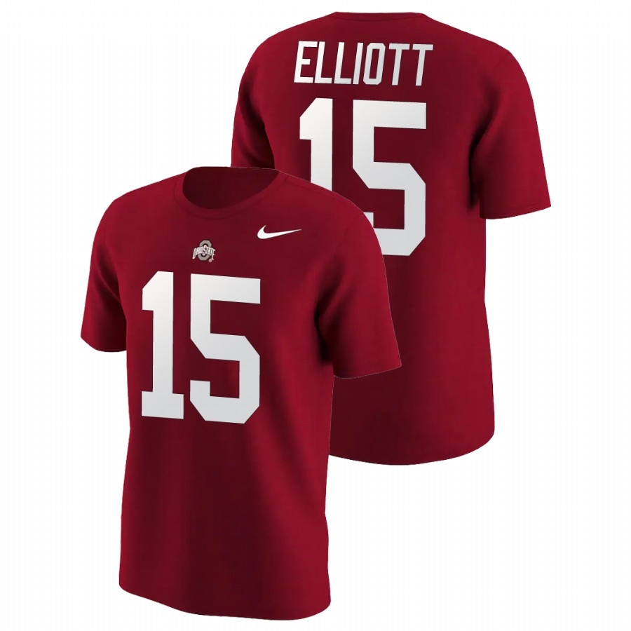 Ohio State Buckeyes Men's NCAA Ezekiel Elliott #15 Scarlet Name & Number College Football T-Shirt CKO6349FF